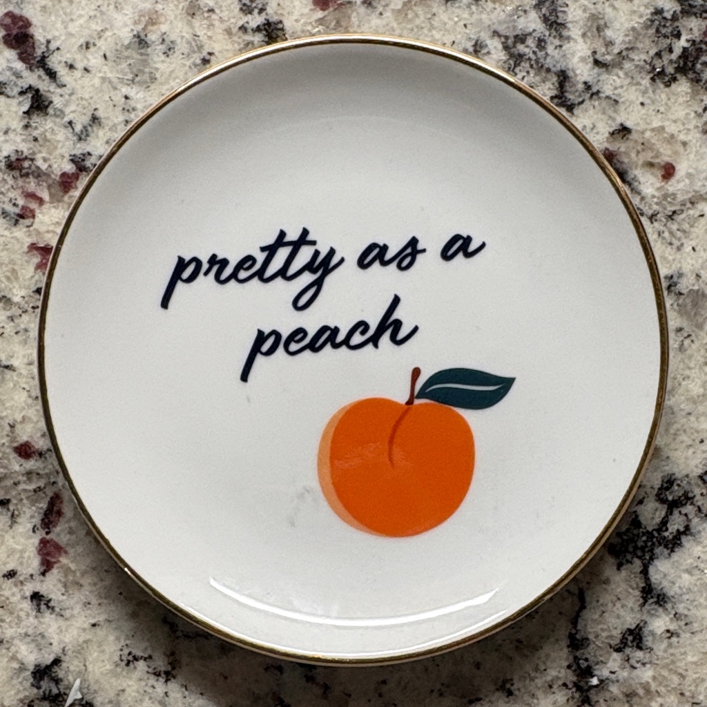 Draper James Gold Rimmed White Trinket Tray With Orange Peach Design
